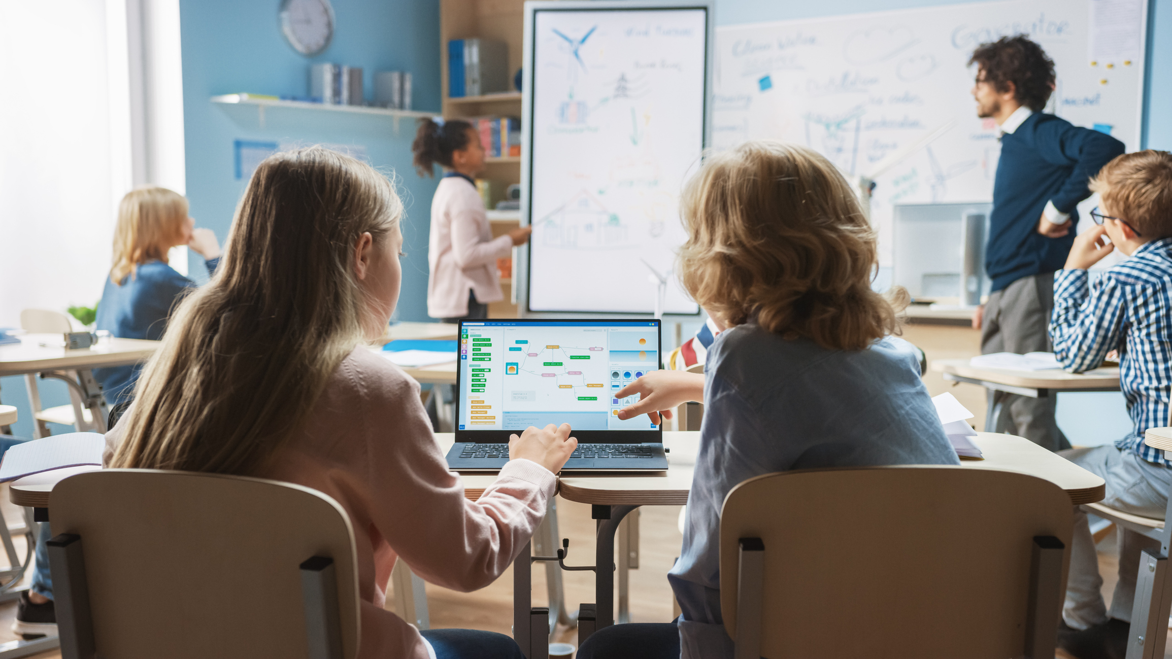 Students using technology in the classroom